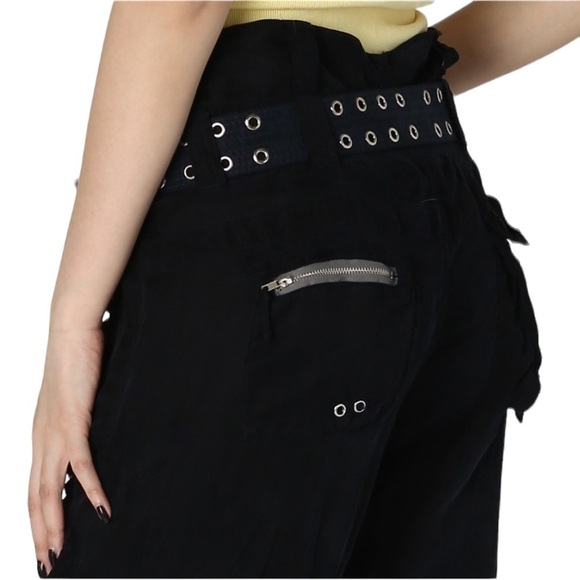 Johnny Was Marika Black Satin Cargo Pants Ankle Length Sz S - Picture 4 of 13